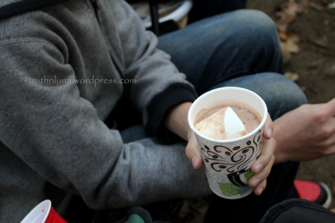 Hot chocolate - one of the best things about camping. Photo taken by my daughter
