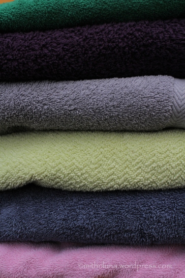 In truth, folded laundry is not an ordinary occurrence in our home, but unfolded towels are not very photographic.
